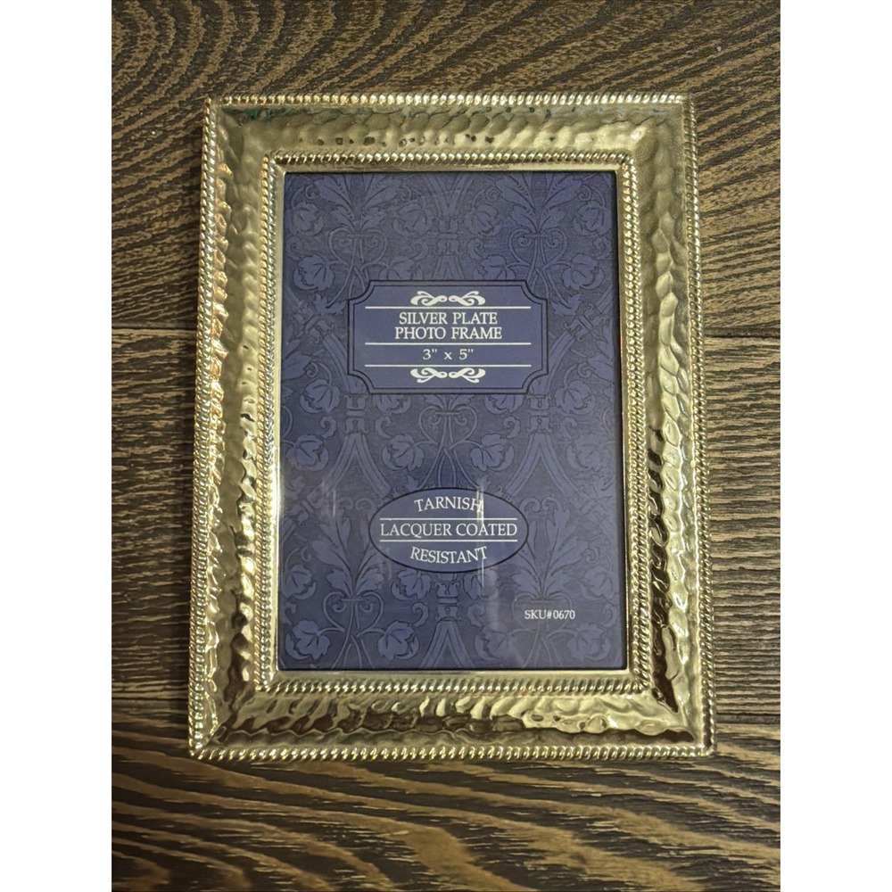VTG Silver Plate Photo Frame 3X5 Tarnish Resistant Lacquer Coated Velvet Back